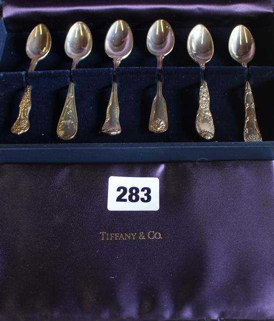 Set 6 Tiffany & Co silver spoons in case